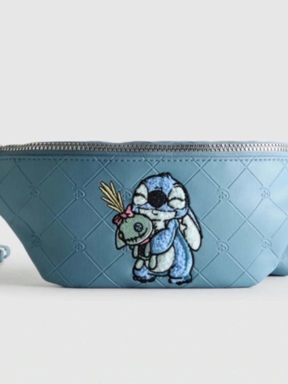 Disney Lilo & Stitch Fanny Pack Bag Crossbody Sling Bag Blue Embroidered Scrump